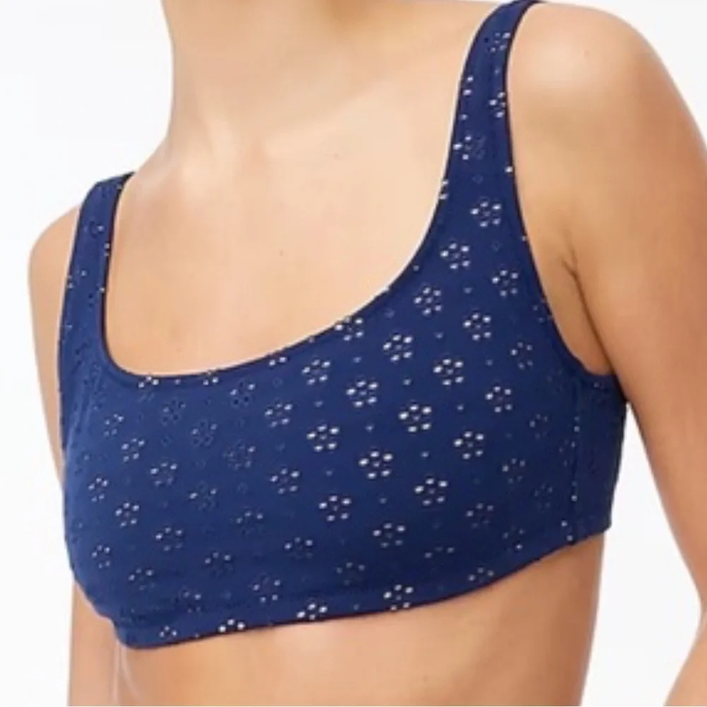 NWT J Crew Eyelet scoop bikini top BP348 - Size M - Picture 2 of 11